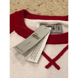 NWT Renu Red and White Varsity Style Sweater Juniors Medium